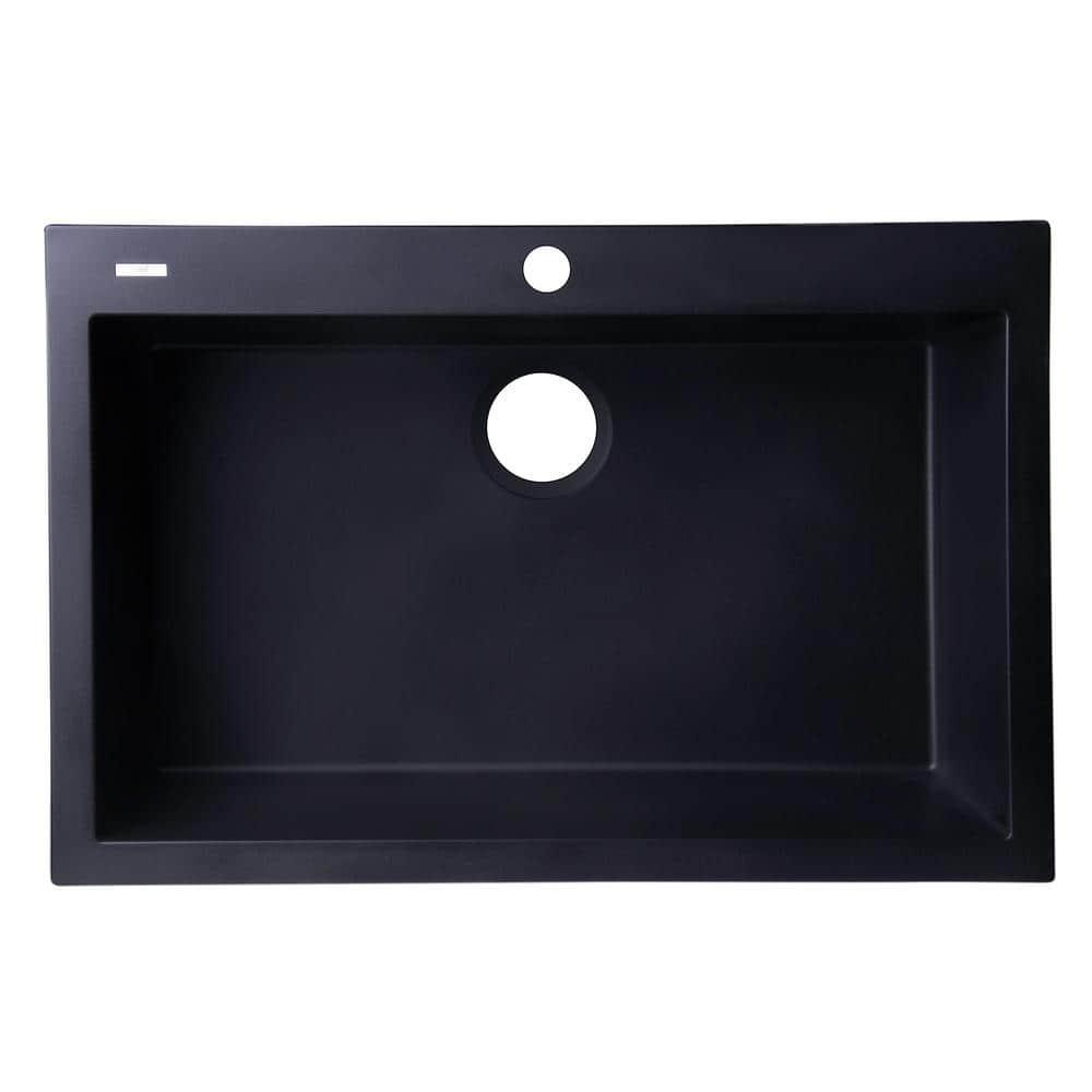 29.88'' L Drop-In Single Bowl Granite Kitchen Sink