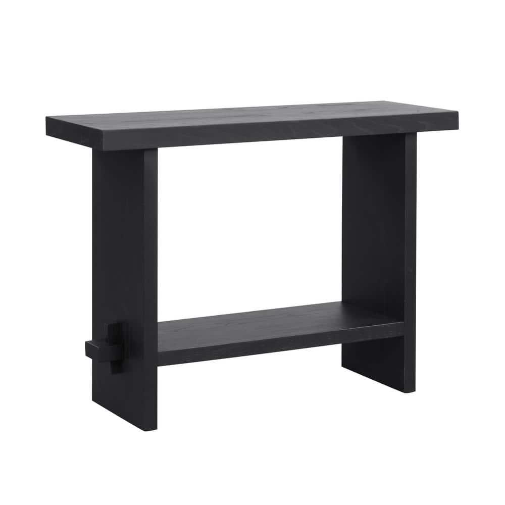 Nathan James Console Sofa Table Reclaimed Black Oak: 40" Narrow Entryway, Rustic Veneer Surface