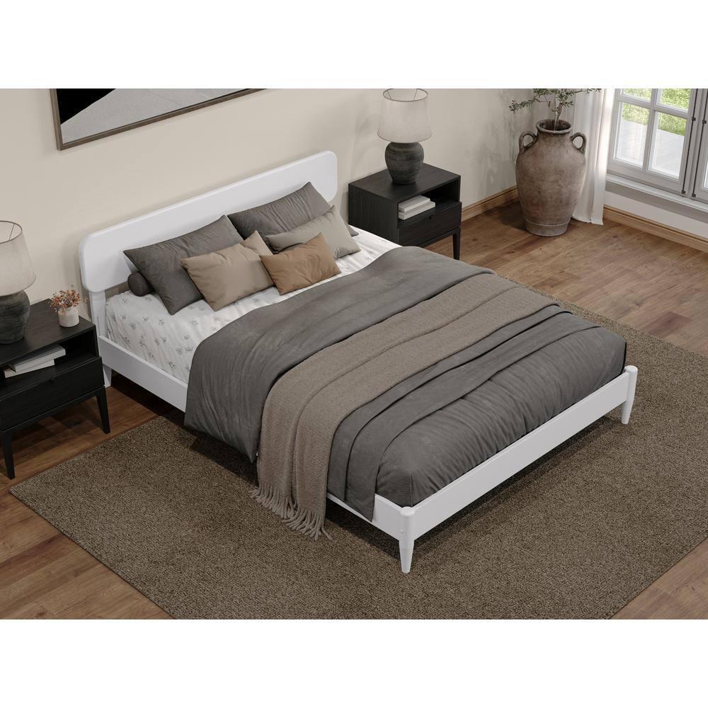 AFI Florence Queen Solid Wood Low Profile Platform Bed, White