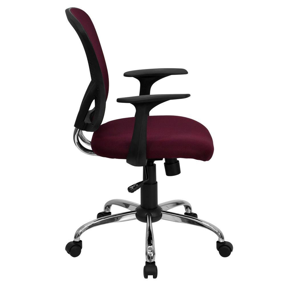 Flash Furniture Mid-Back Burgundy Mesh Swivel Task Office Chair with Chrome Base and Arms