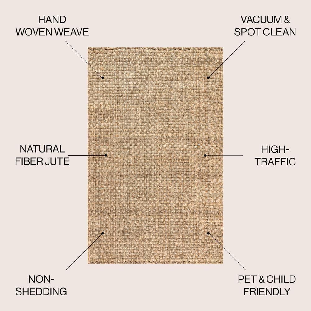 5'x8' Estera Hand Woven Boucle Chunky Jute Area Rug, Natural - JONATHAN Y