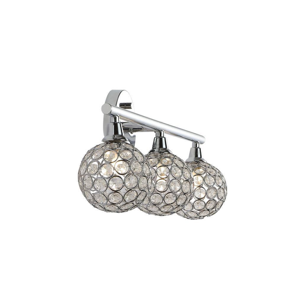 JONATHAN Y Maeve 23" 3-Light Iron/Glass Contemporary Glam LED Vanity Light, Chrome