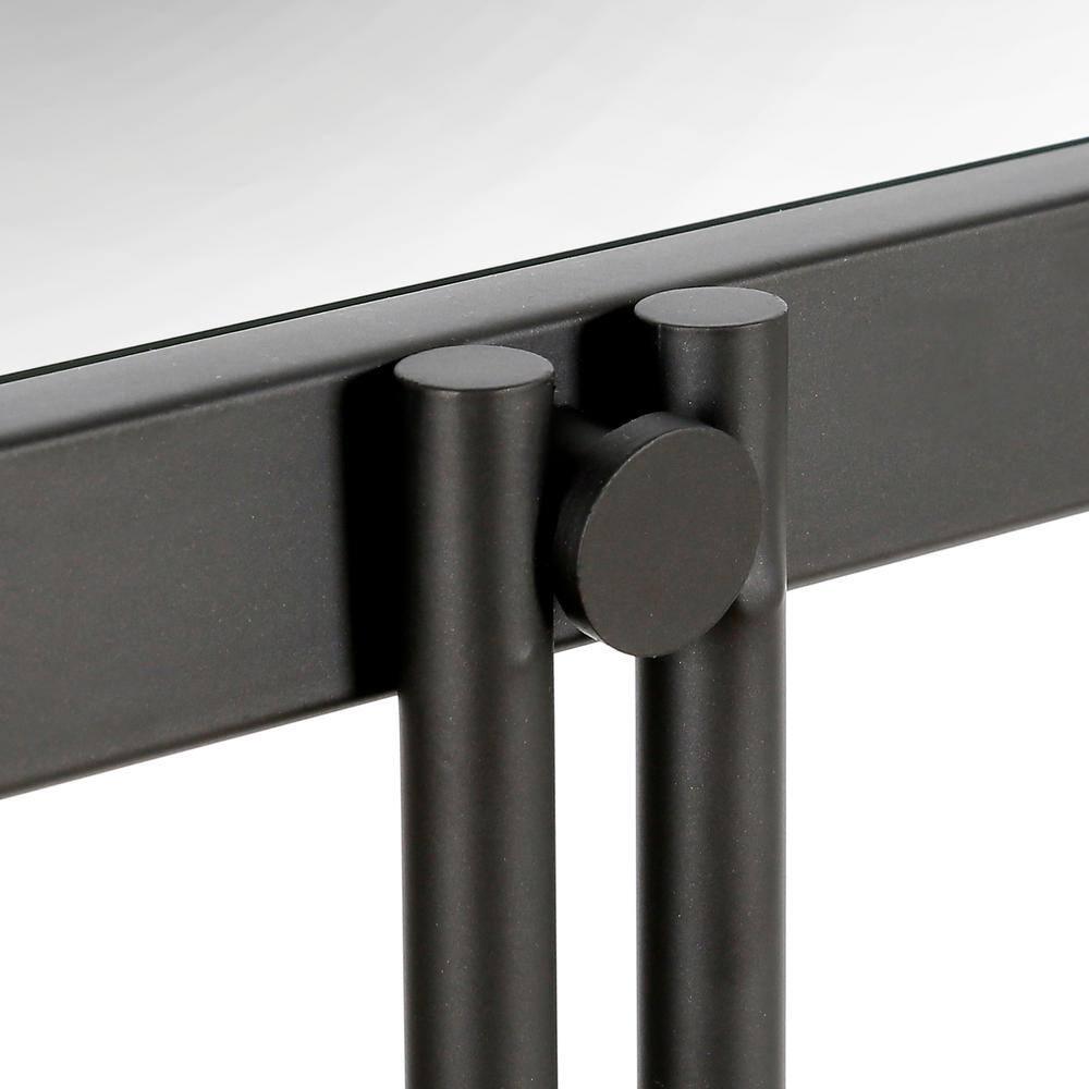 Evelyn&Zoe Contemporary 48 in. Blackened Bronze Metal Desk with Glass Top