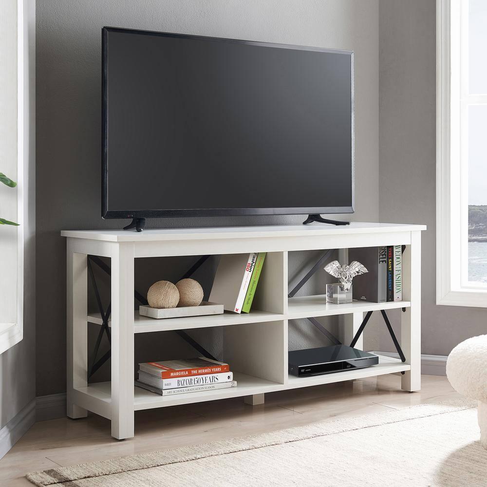 Evelyn&Zoe Sawyer Rectangular TV Stand for TV's up to 55", White