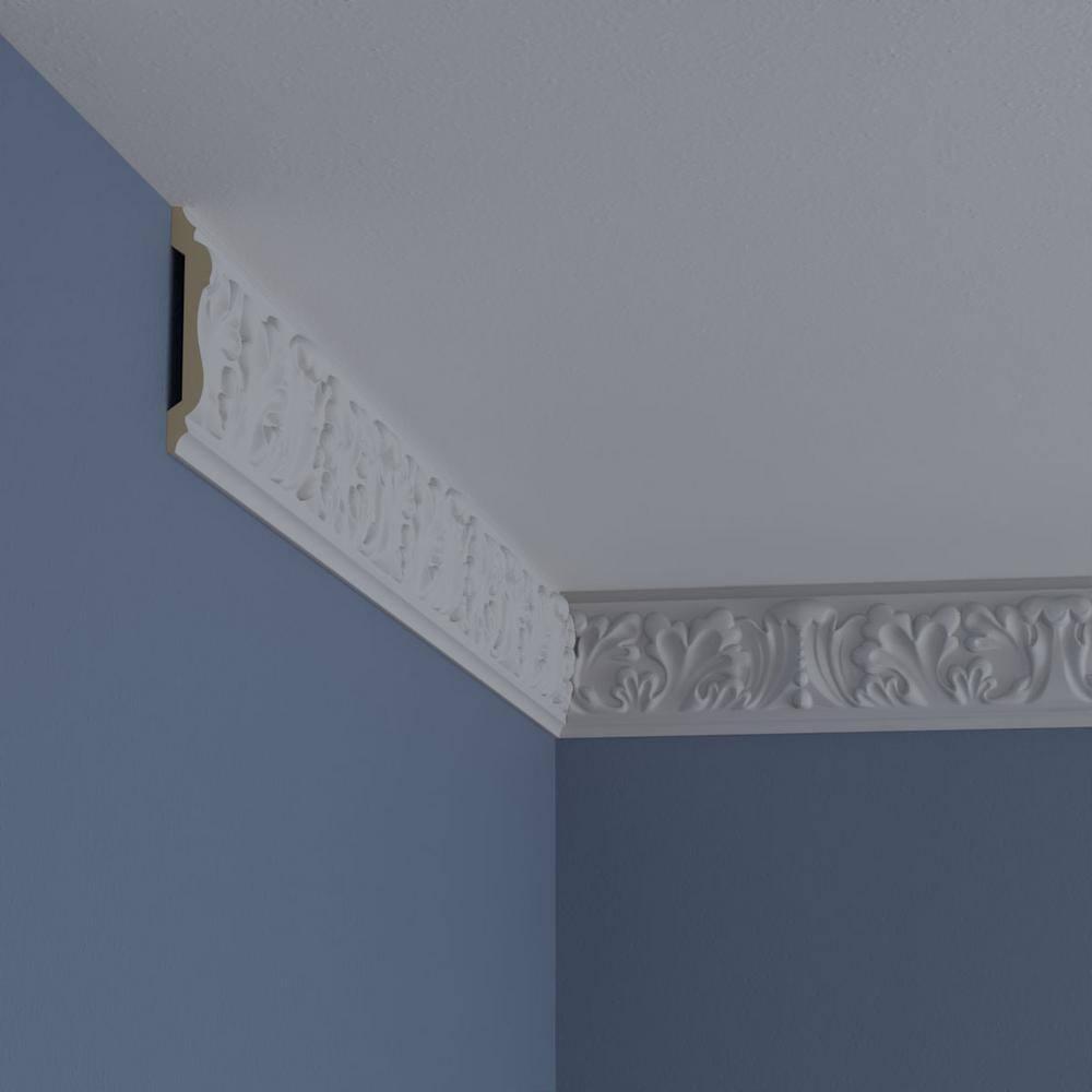 Ekena Millwork 3 1/2"H x 3/4"P x 94 1/2"L Benson Acanthus Leaf Chair Rail