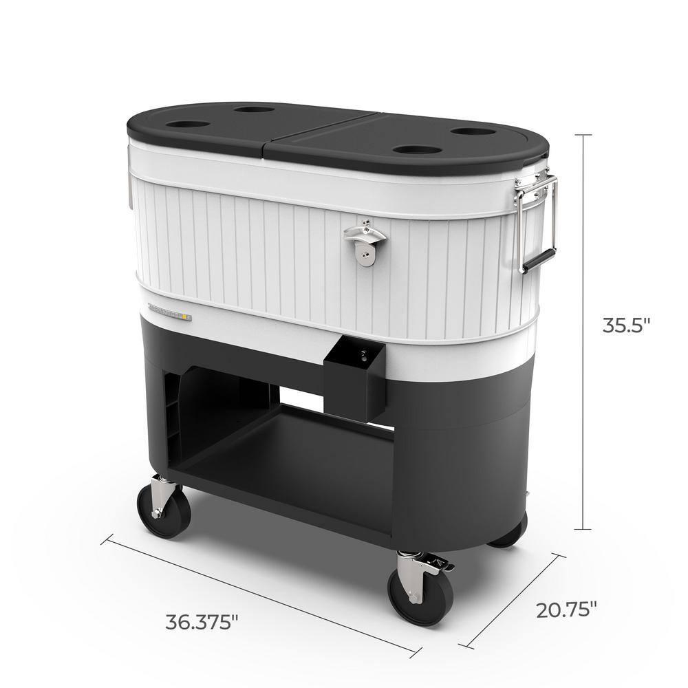 Permasteel 120-Qt Large Outdoor Cooler Cart on Wheels, Rolling Patio Cooler with Dividers for Separate Compartments