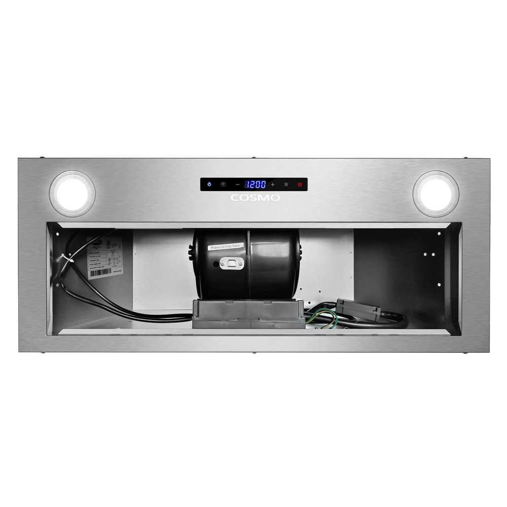 Cosmo 30 in. Lumin Collection Ducted Insert Range Hood, Touch Controls, LED Lights, Permanent Filters, Stainless Steel