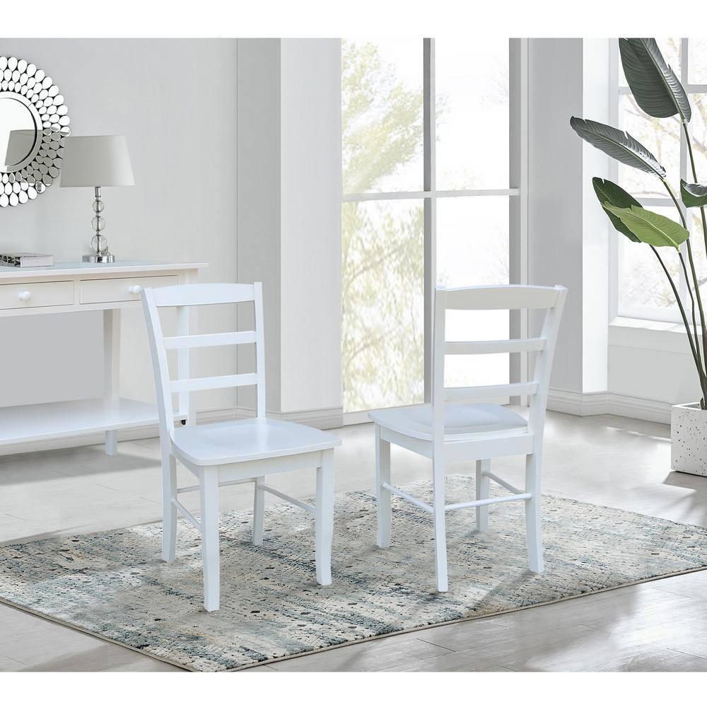 International Concepts Set of Two Madrid Solid Wood Ladderback Chairs in White