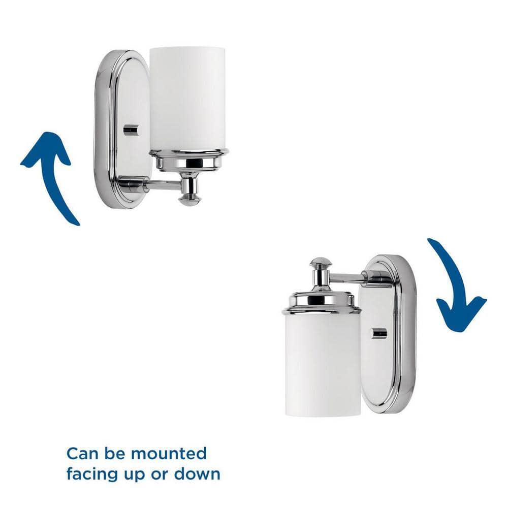 Progress Lighting Glide Collection 1-Light Wall Sconce, Polished Chrome, Etched Opal Glass