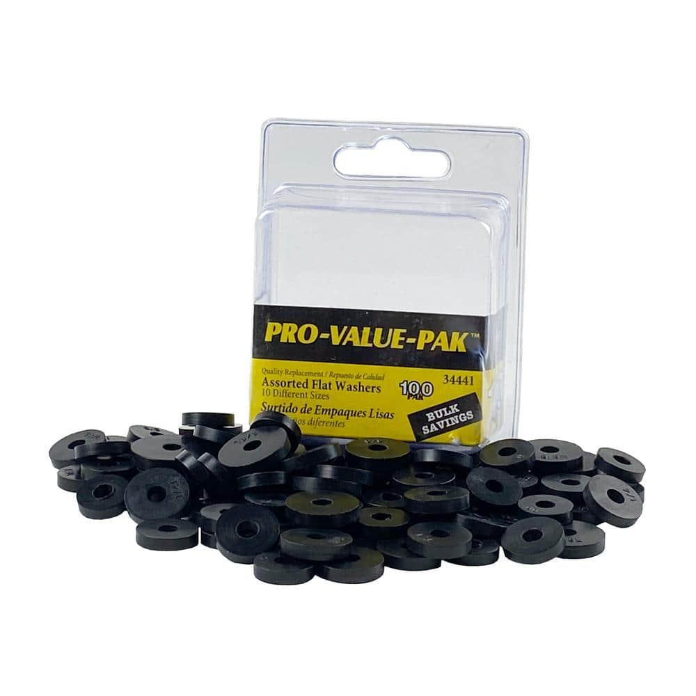 Danco 100-Piece Assorted Black Rubber Flat Washer Set