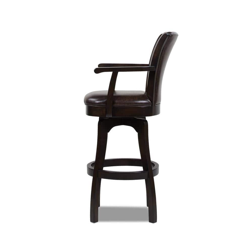 Williams 31" Swivel Bar Stool with Armrests Vintage Brown Faux Leather
