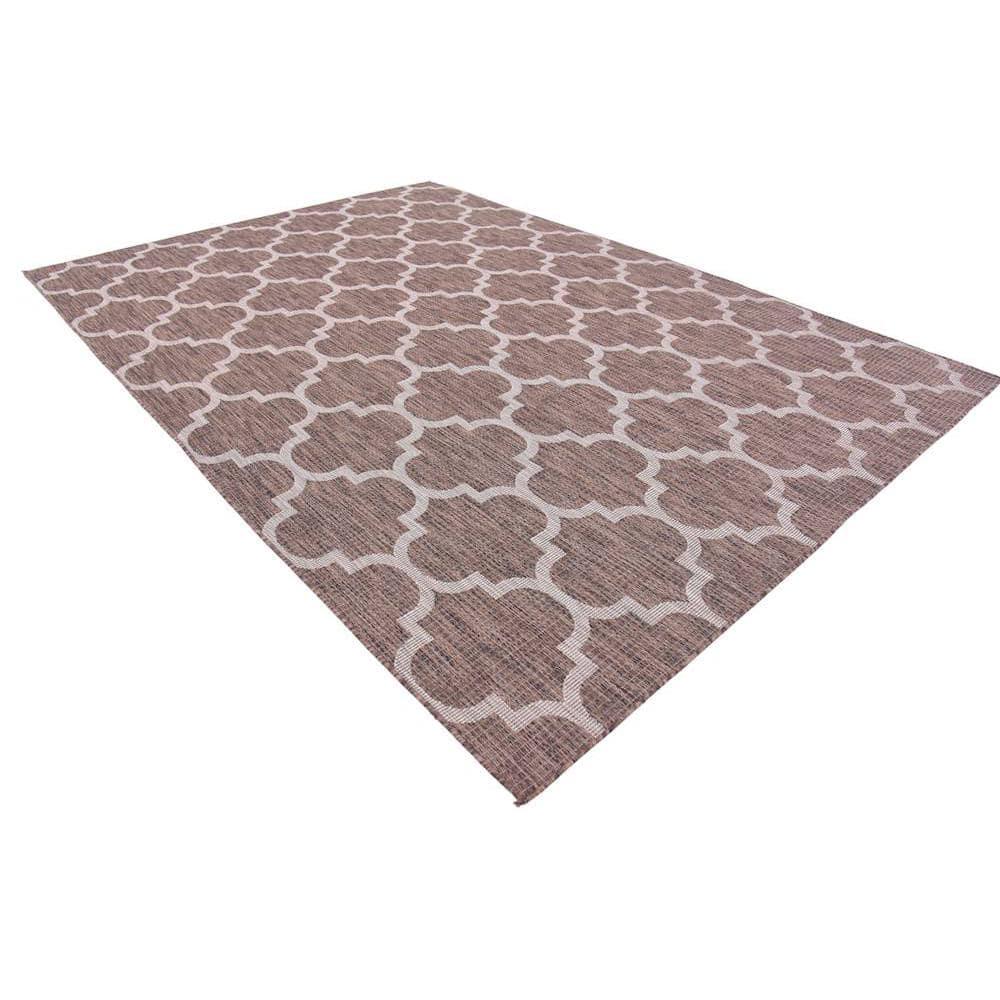 Unique Loom 8' 0 x 11' 4 Rectangle Indoor/Outdoor Trellis Brown Area Rug