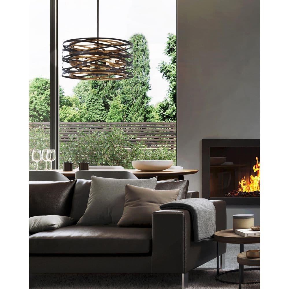 Minka Lavery Vortic Flow 20" Wide Dark Bronze and Mosaic Gold 5-Light Pendant