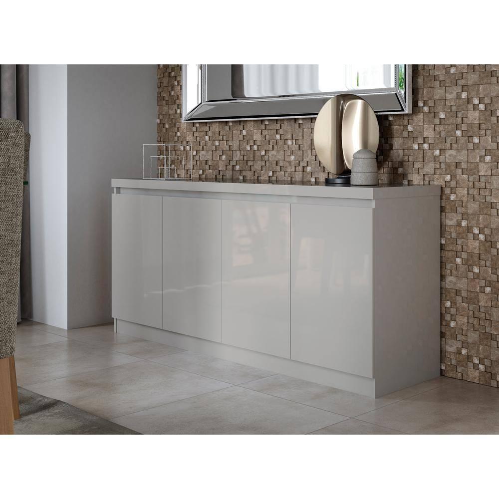 Manhattan Comfort 62.99" Viennese 6 Shelves Buffet Cabinet Off White: Modern Painted Wood Composite Sideboard