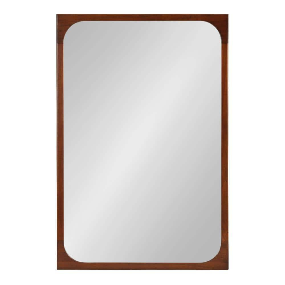 Kate & Laurel All Things Decor 24"x36" Kenai Framed Wall Mirror Walnut Brown: Modern Rectangular Design, No Assembly Required