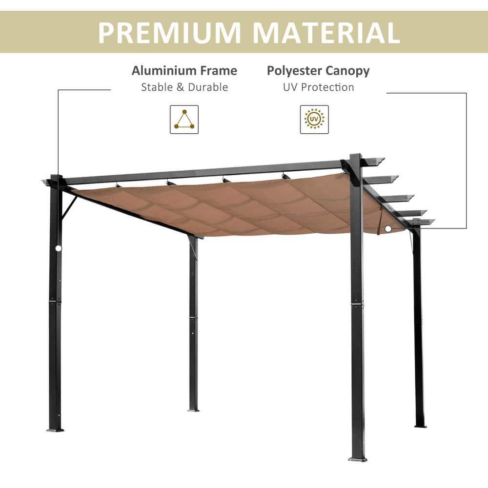 Outsunny Outsunny Pergola with Retractable Shade Canopy, Aluminum