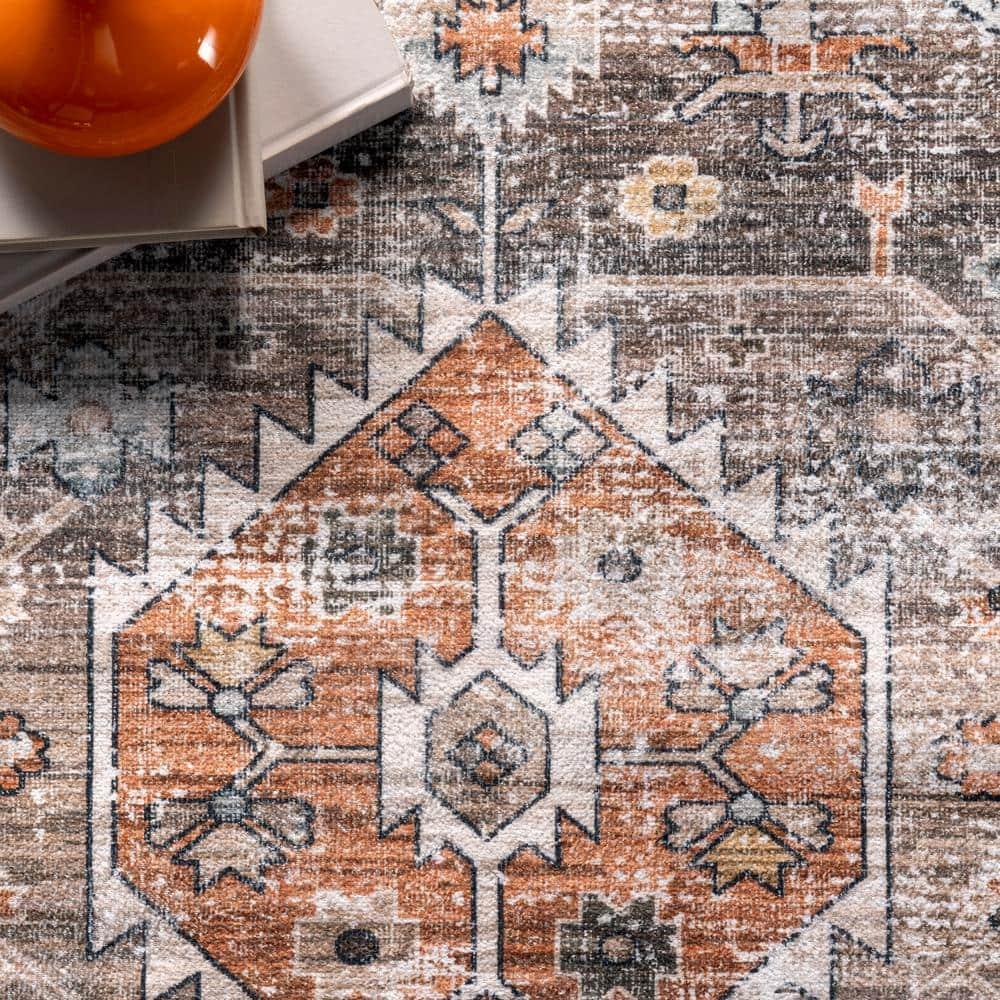 Nuloom Gracie Medallion 3x5 Machine Washable Accent Indoor Area Rug for Living Room Bedroom Dining Room Entryway Kitchen, Peach/Ivory