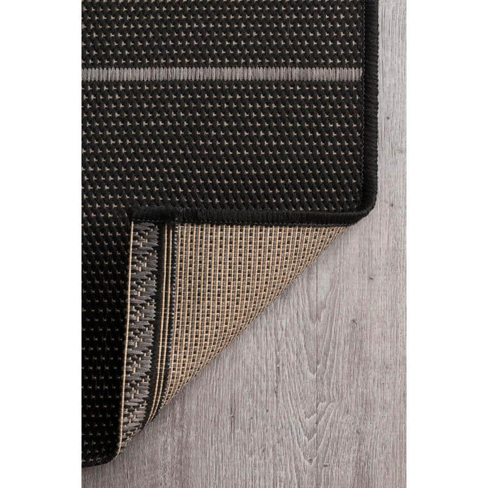 Nuloom Alaina Striped 5x8 Indoor/Outdoor Area Rug for Living Room Patio Deck Front Porch Kitchen, Black/Ivory