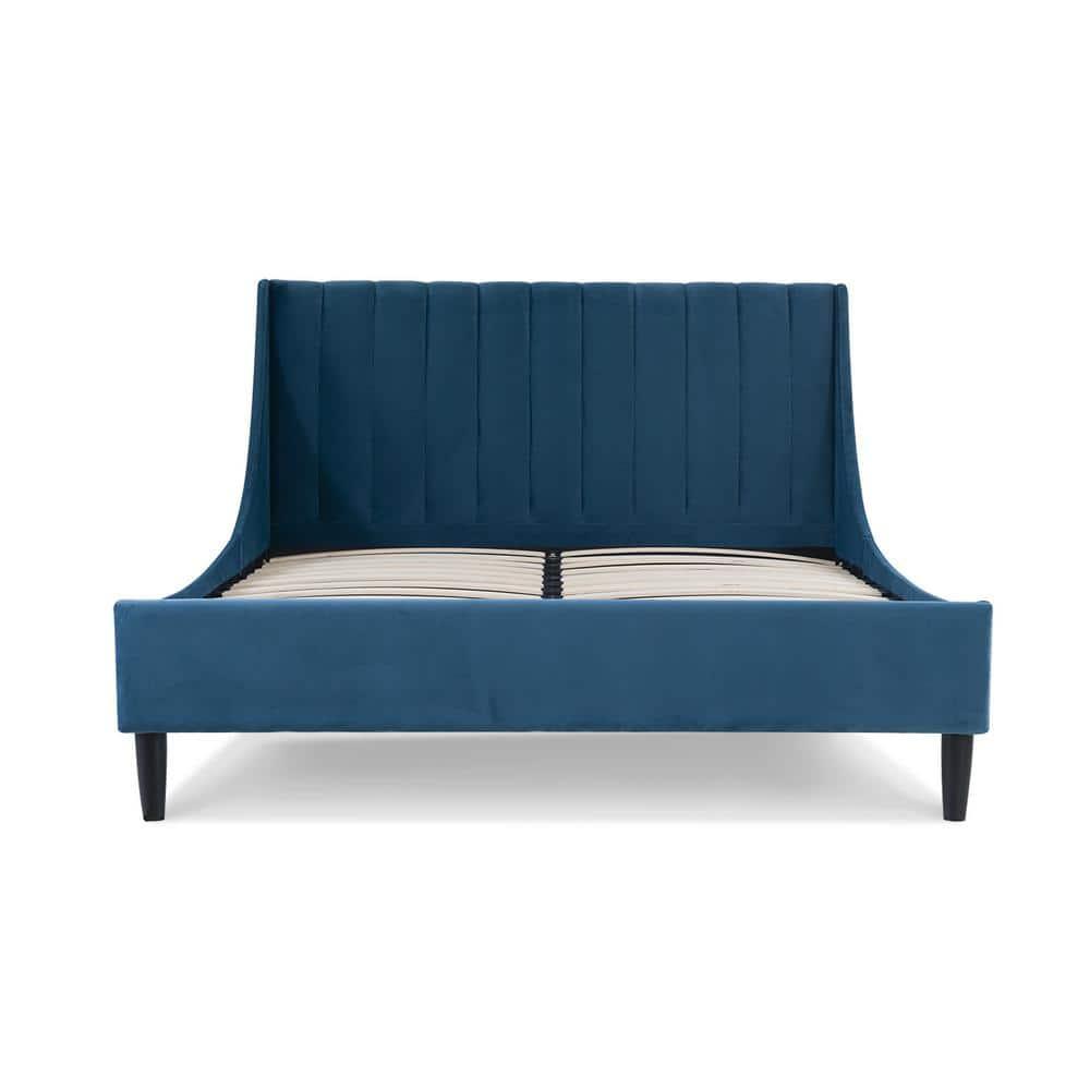 Sandy Wilson Home Aspen Tufted Headboard Platform Bed Queen Satin Teal Velvet