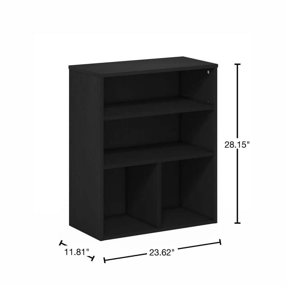 Furinno 3-Tier Open Bookcase Multipurpose Display Rack 3-Cube Storage Bookshelf Cabinet with Adjustable Shelves,Black Oak