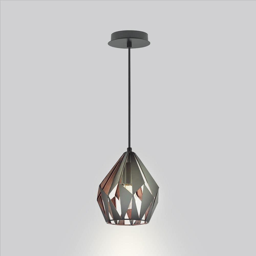 Eglo Lighting - Carlton 3 - One Light Geometric Pendant-Matte Black/Copper