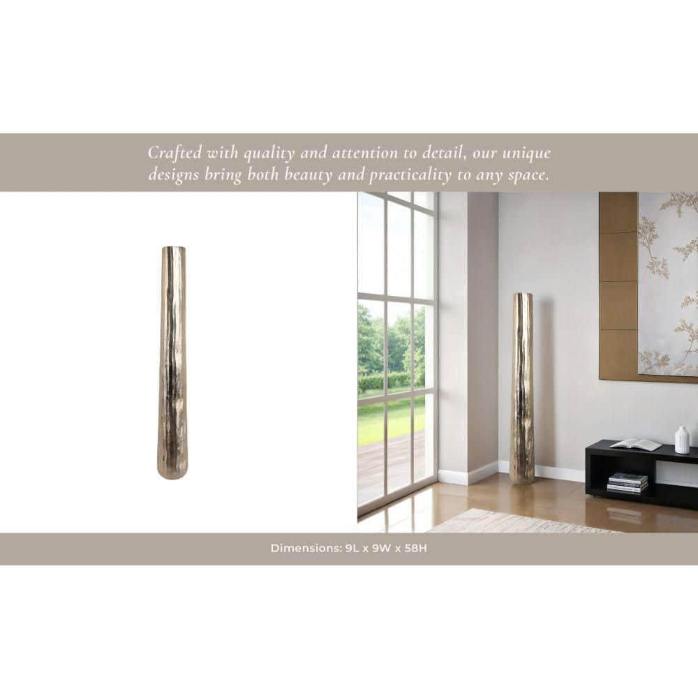Sagebrook Home 58" Rounded Etched Metal Floor Vase, Silver | Perigold