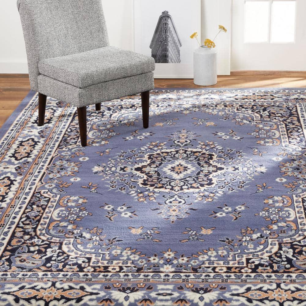 Home Dynamix Premium Sakarya Traditional Medallion Area Rug, Country Blue/Brown, 7'8"x10'7"