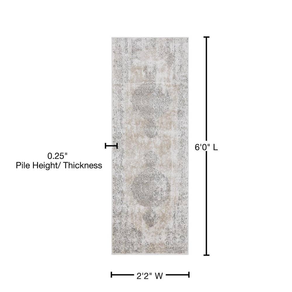 Unique Loom Portland Collection Area Rug - Woodburn (2'  x 6' 1" Runner Ivory/Beige)