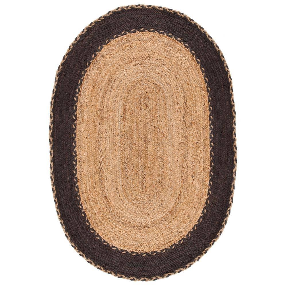 Natural Fiber NFB261 Hand Loomed Indoor Area Rug - Natural/Brown - 4'x6' Oval - Safavieh