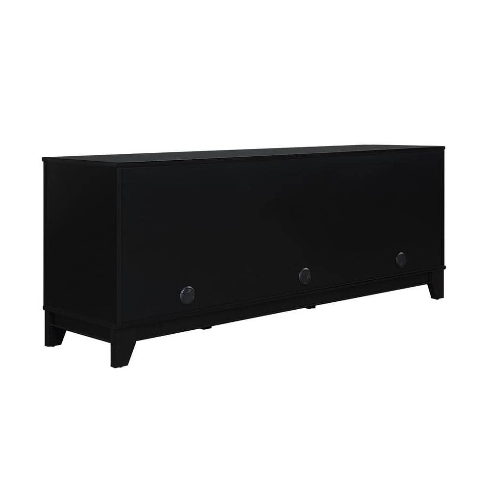 Sheridan Modern 6 Shelf Cane TV Stand for TVs up to 55" Black - Manhattan Comfort