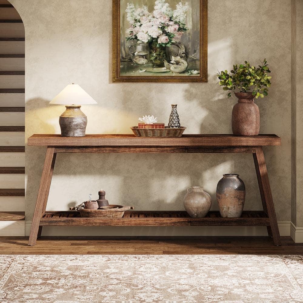 Gracie Oaks 70.9-Inch Farmhouse Console for Entryway, 2-Tier Entry Table Sofa Table