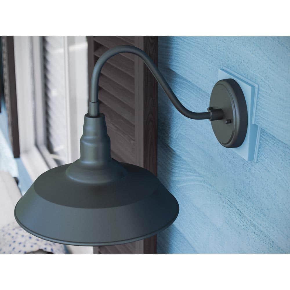 Barnes 10 in. Black Outdoor Hardwired Lantern Sconce