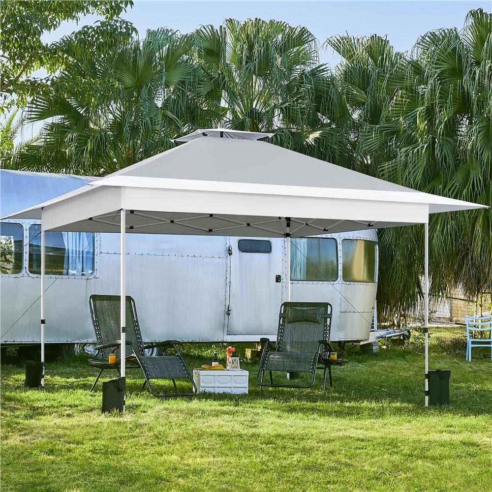 13 ft. × 13 ft. Pop-up Canopy with Rolling Storage Bag Light Gray/White