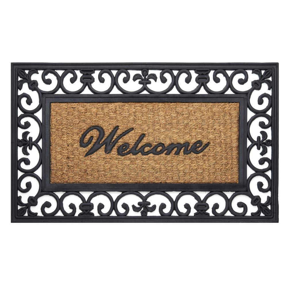 Achim Wrought Iron Rubber Doormat Fleur De Lis, 18" x 30"