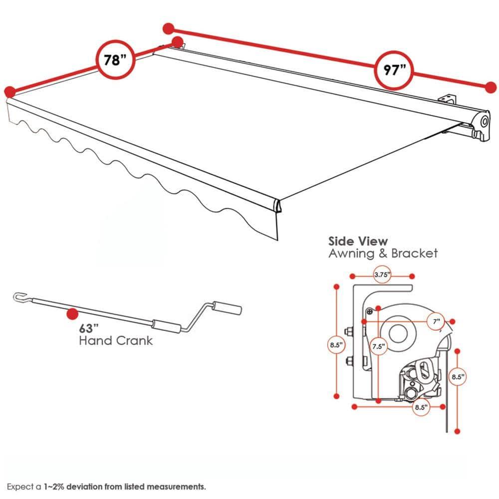 Advaning 10.5'' Fabric, Metal Cover Retractable Patio Awning