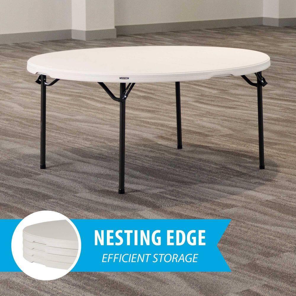 Lifetime 60 inch Round Folding Table, Indoor/Outdoor Commercial Grade, Almond (280435)