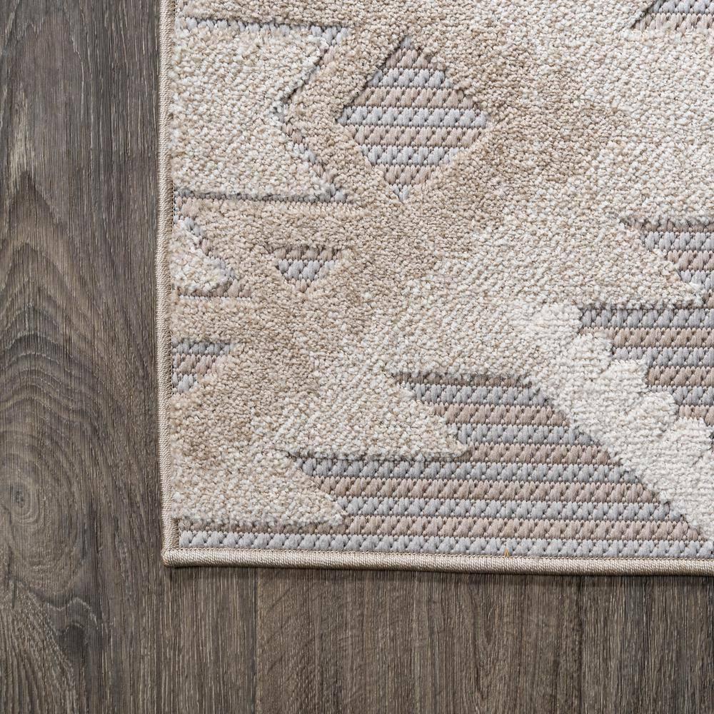 2'x10' Sumak High-Low Pile Neutral Diamond Kilim Indoor/Outdoor Runner Rug, Beige/Gray - JONATHAN Y