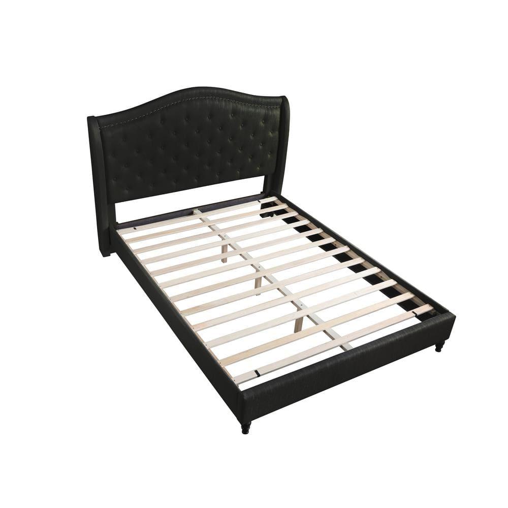 Best Master Furniture Queen Tufted Upholstered Panel/Platform Bed, Black