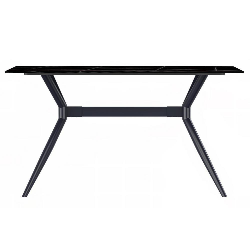 Kaison Modern Dining Table with Sintered Stone Top and Stainless Steel Base