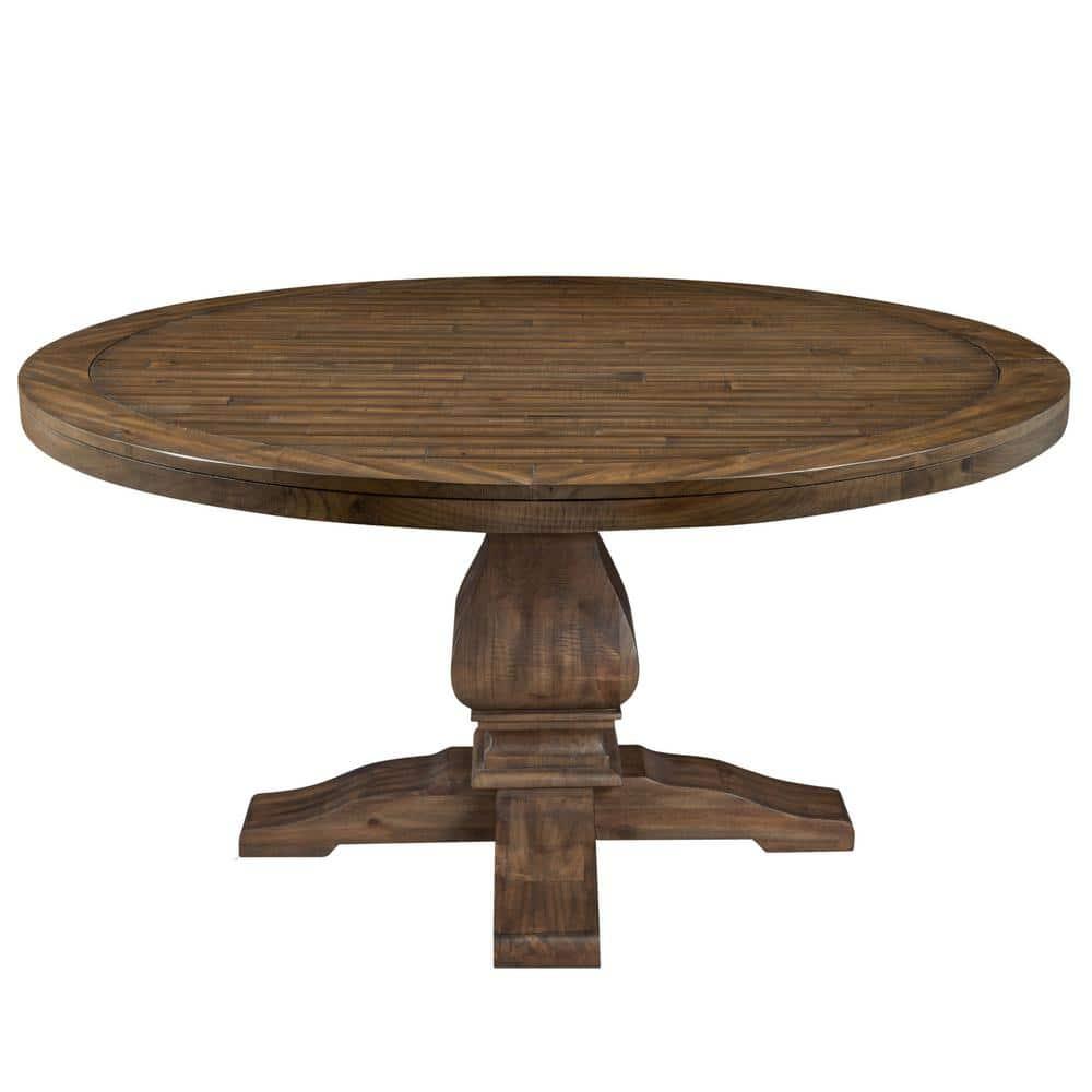 Alpine Furniture Kensington 60" Round Solid Pine Dining Table in Walnut