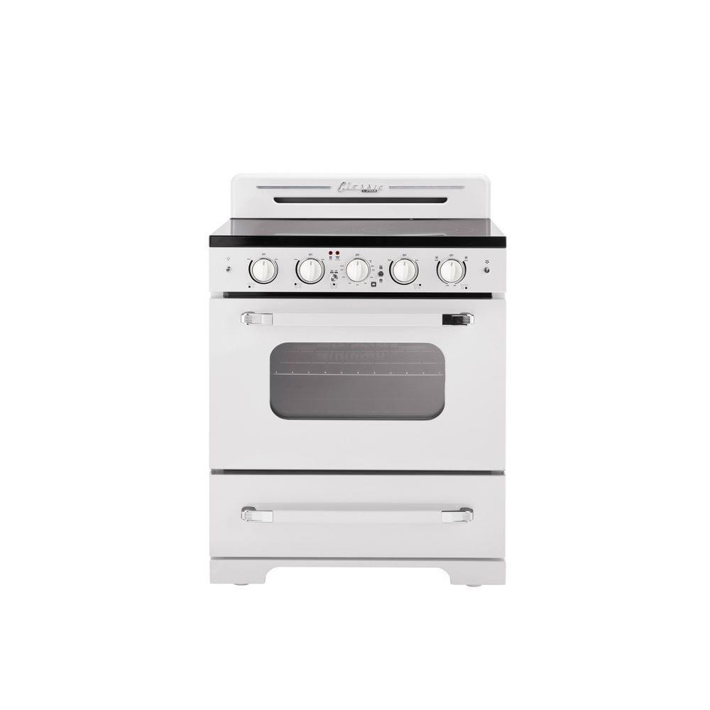 Unique Appliances Classic Retro 30" 5 Element 3.9 cu. ft. Freestanding Electric Glass Top Range with Convection Oven UGP-30CR EC W