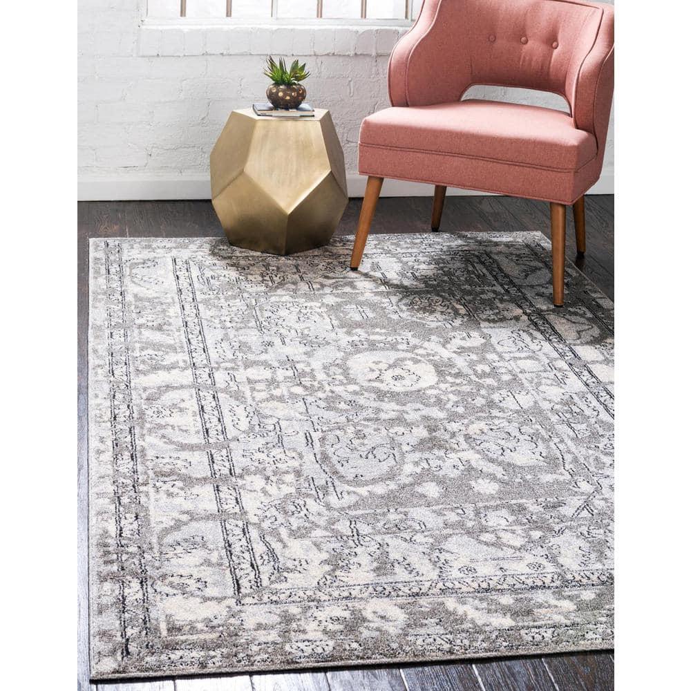 Unique Loom 6' 1 x 9' 0 Gray La Jolla Vintage Area Rug