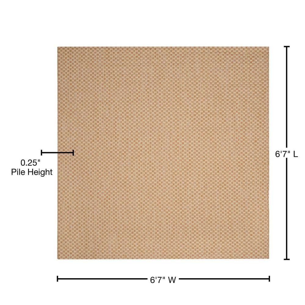 Courtyard CY8653 Power Loomed Indoor and Outdoor Area Rug - Natural/Cream - 6'7"x6'7" - Safavieh