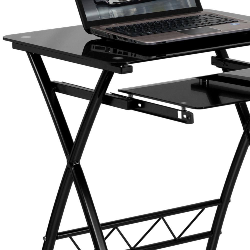 Flash Furniture Black Tempered Glass Computer Desk with Pull-Out Keyboard Tray