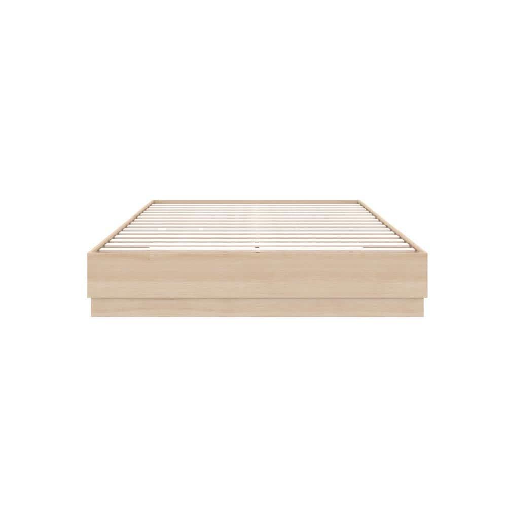 Nexera Milano Queen Size Platform Bed Frame, Natural Blonde Oak