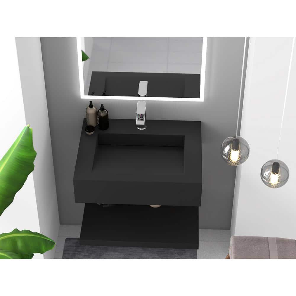 Pyramid 24" Wall-Mounted Modern Bathroom Sink with Ramp Basin