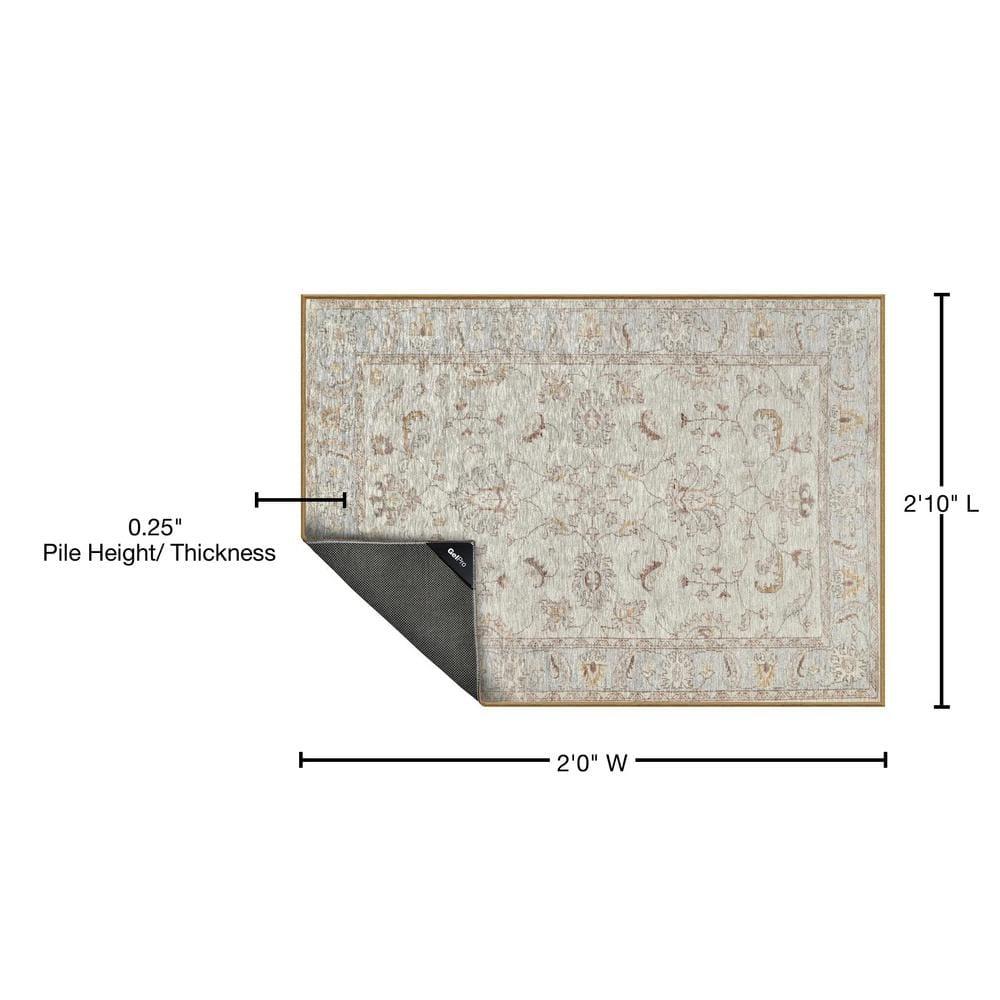 GelPro NeverMove Machine Washable Traditional Jordan Oatmeal Area Rug