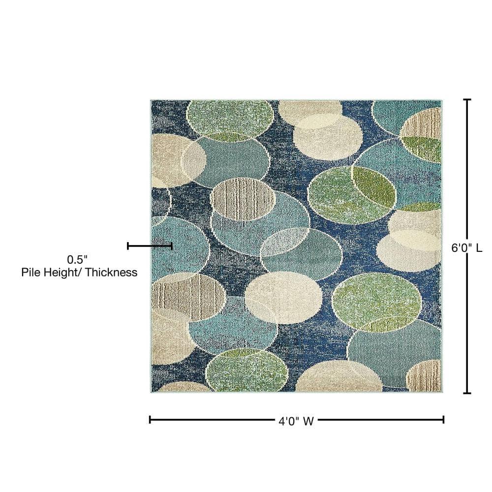 Unique Loom 4' 1 x 6' 1 Navy Blue Chromatic Seaside Area Rug