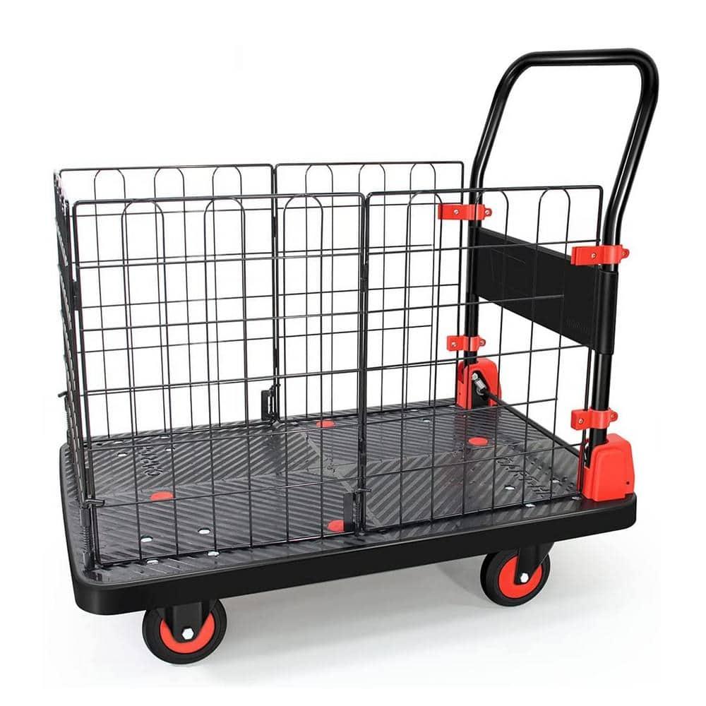 660 lbs Black Steel Foldable Platform Hand Truck Cart