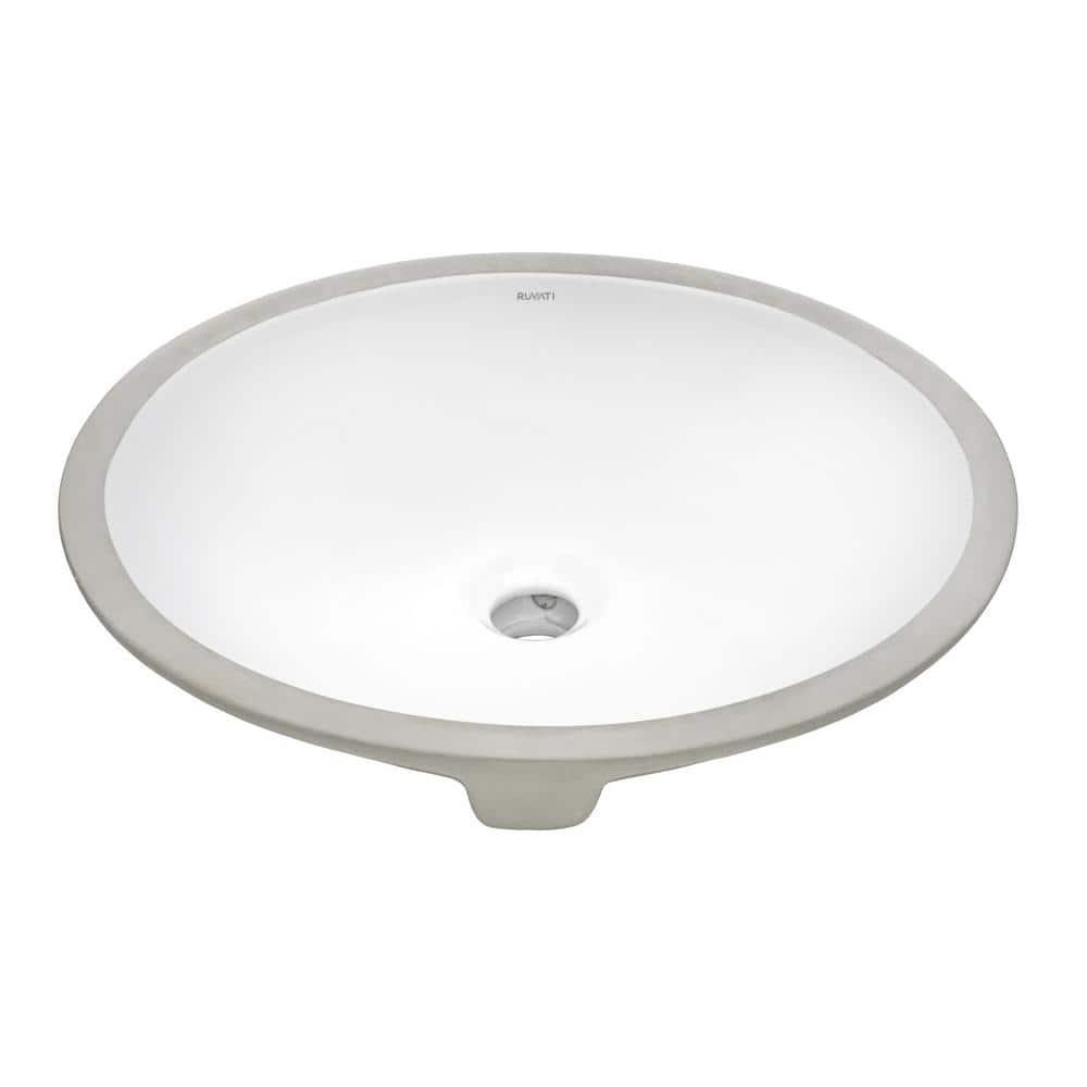 Ruvati Rvb0618 Krona 18-1/2" Oval Porcelain Undermount Bathroom Sink - White